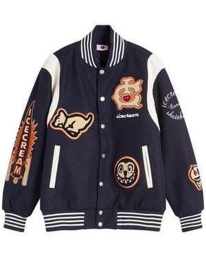 ICECREAM Collegiate Patch Varsity Jacket - Blue
