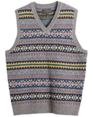 Beams Plus Fair Isle Knit Vest - Grey