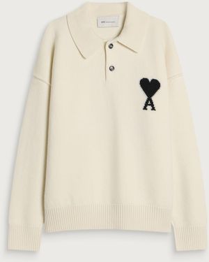 Ami Paris Contrasted Adc Polo - Natural