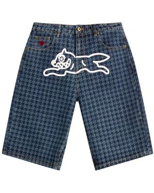 ICECREAM Houndstooth Running Dog Jorts - Blue