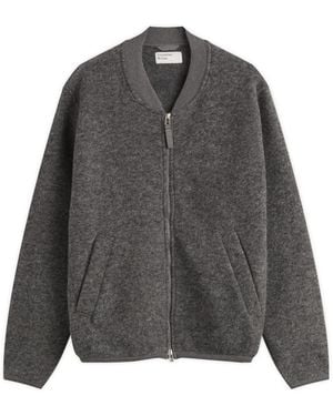 Universal Works Wool Fleece Zip Bomber - Grey