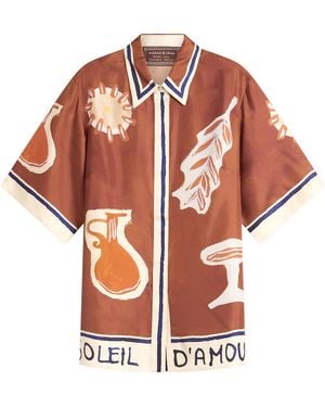 ALÉMAIS Soleil D'Amour Silk Shirt - Red