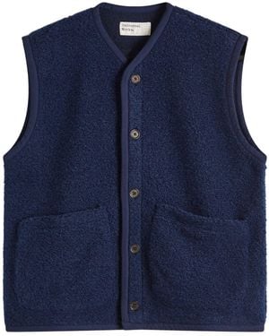 Universal Works Boucle Alvar Fleece Lancaster Gilet - Blue