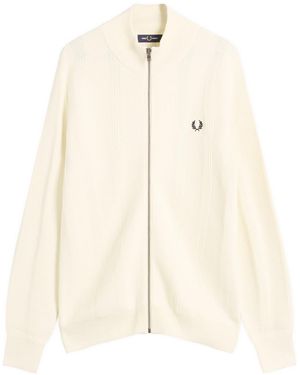 Fred Perry Textured Zip Through Cardigan - Natural