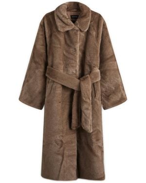 Meotine Kelly Long Faux Fur Coat - Brown