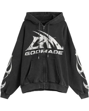 God Made Gm Logo Zip Hoodie - Black