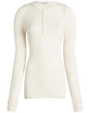 AURALEE Organic Soft Rib Pullover - White