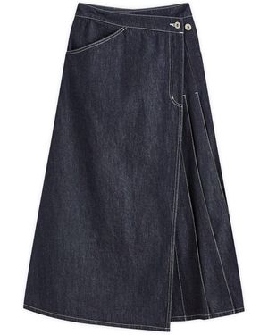 Beams Boy Denim Wrap Pleated Skirt - Blue