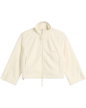 Skims Fleece Lounge Shrunken Zip Up Jacket - Natural