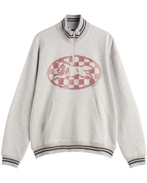ICECREAM Checker Running Dog Quarter Zip Sweatshirt - Grey