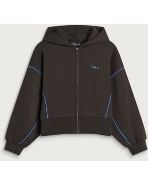 Tala Piped Cocoon Zip Through Hoodie - Black
