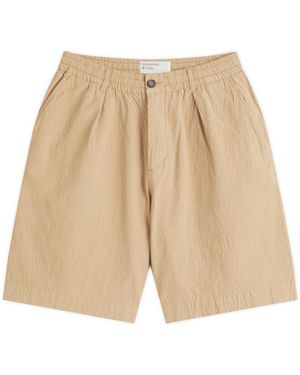 Universal Works Seersucker Pleated Track Short - Natural