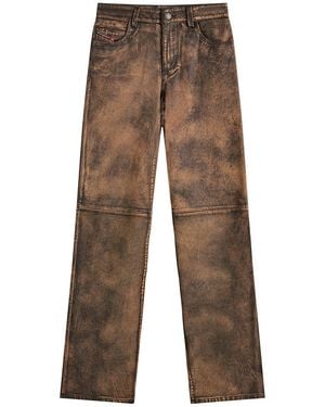 DIESEL L-Ysa Camouflage Leather Trousers - Brown