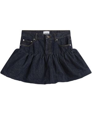 Ganni Denim Bubble Mini Skirt - Blue