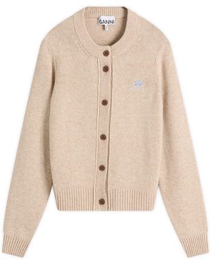 Ganni Core Future Wool Mix Cardigan - Natural