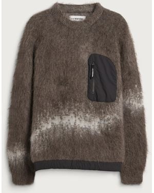 and wander Jacquard Shaggy Knit Crew Sweatshirt - Brown