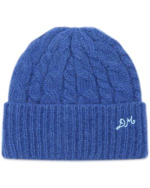 Damson Madder Cable Knit Beanie - Blue