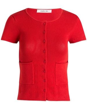 Peachy Den Marie Knit Polo Top - Red