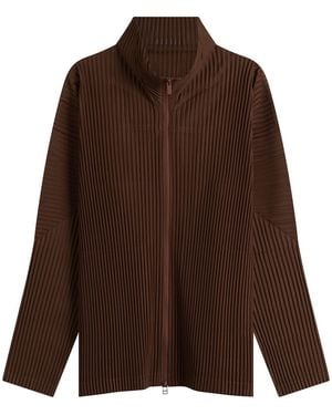 Homme Plissé Issey Miyake Pleat Zip Up Cardigan - Brown