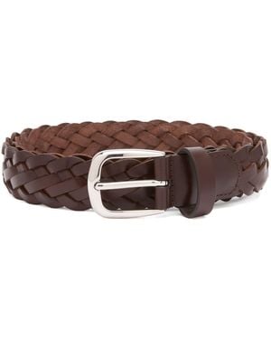 Anderson's Narrow Leather Woven Belt - Brown