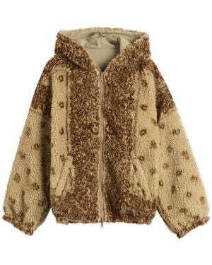 Nomarythm Textile Dyg Reversible Sherpa Fleece Hoodie - Brown