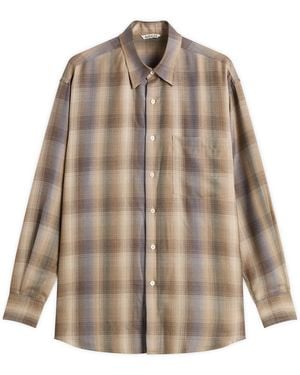 AURALEE Super Light Wool Check Shirt - Brown