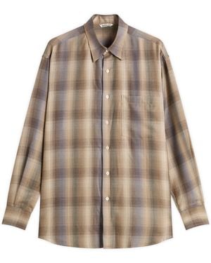 AURALEE Super Light Wool Check Shirt - Brown