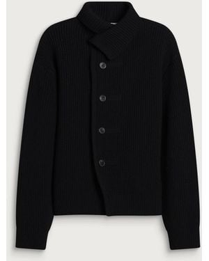 Dries Van Noten Marino Button Knitted Bomber Jacket - Black