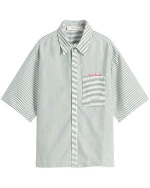 About Blank Seersucker Shorts Sleeve Shirt - Blue