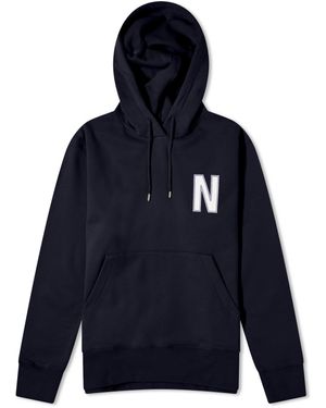 Norse Projects Arne Relaxed N Logo Hoodie - Blue