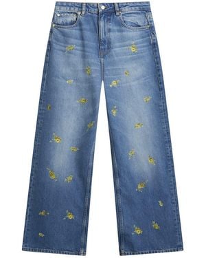 Ganni Printed Flower Lari Jeans - Blue