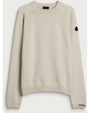 Moncler Wool Crew Neck Sweater - Natural