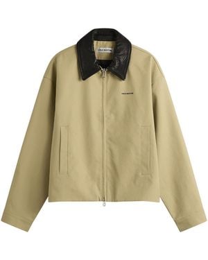 Cole Buxton Leather Collar Cottom Overshirt - Green