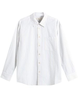 DUNST Oversized Striped Shirt - White