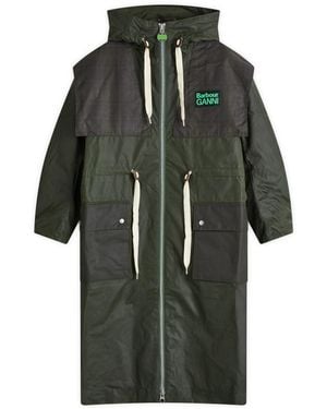 Barbour X Ganni Wax Parka Jacket - Green