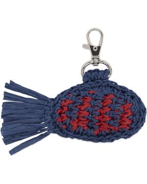 Damson Madder Raffia Fish Bag Charm - Blue