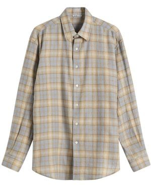 AURALEE Airy Wool Check Shirt - Grey