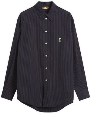 Late Checkout Pinstripe Western Shirt - Blue