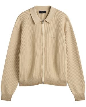 Dime Double Zip Knit Cardigan - Natural