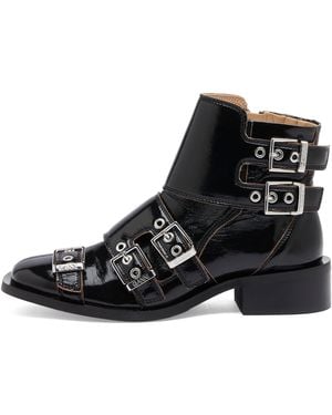 Ganni Feminine Buckle Boot Naplack - Black