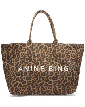Anine Bing Leo Canvas Tote Bag - Brown
