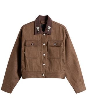 Simone Rocha Cropped Utility Pocket Workwear Jacket - Brown