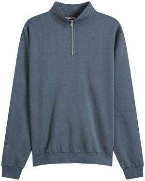 AURALEE High Gauge Sweat Half Zip Jumper - Blue