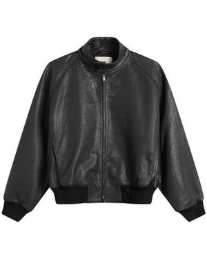 Studio Nicholson Over Leather Harrington Jacket - Black