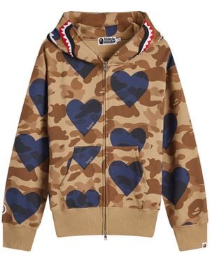 A Bathing Ape I Love Bape Shark Full Zip Hoodie - Blue