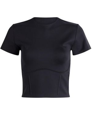 Nike X Skims Matte Corset Short Sleeve Crop Top - Black