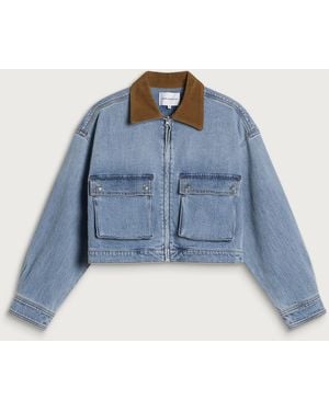 GOOD AMERICAN Denim Swing Cropped Jacket - Blue
