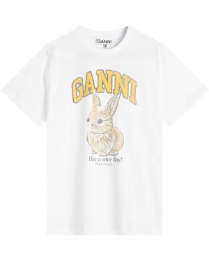 Ganni Basic Jersey Baby Bun Relaxed T-Shirt - White