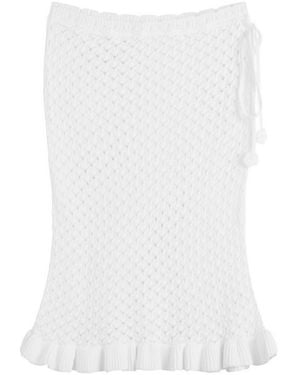 My Mum Made It Lace Knit Midi Skirt - White