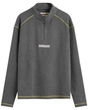 METALWOOD STUDIO Contrast Stitch 1/4 Zip Sweatshirt - Grey